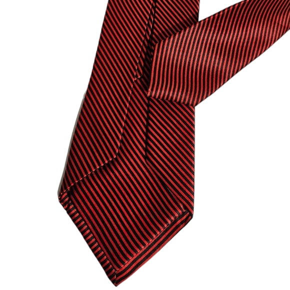 ISAIA NINEFOLD 9FOLD RARE Black/Red Striped LUXURY Tie HANDMADE ITALY - Picture 7 of 7
